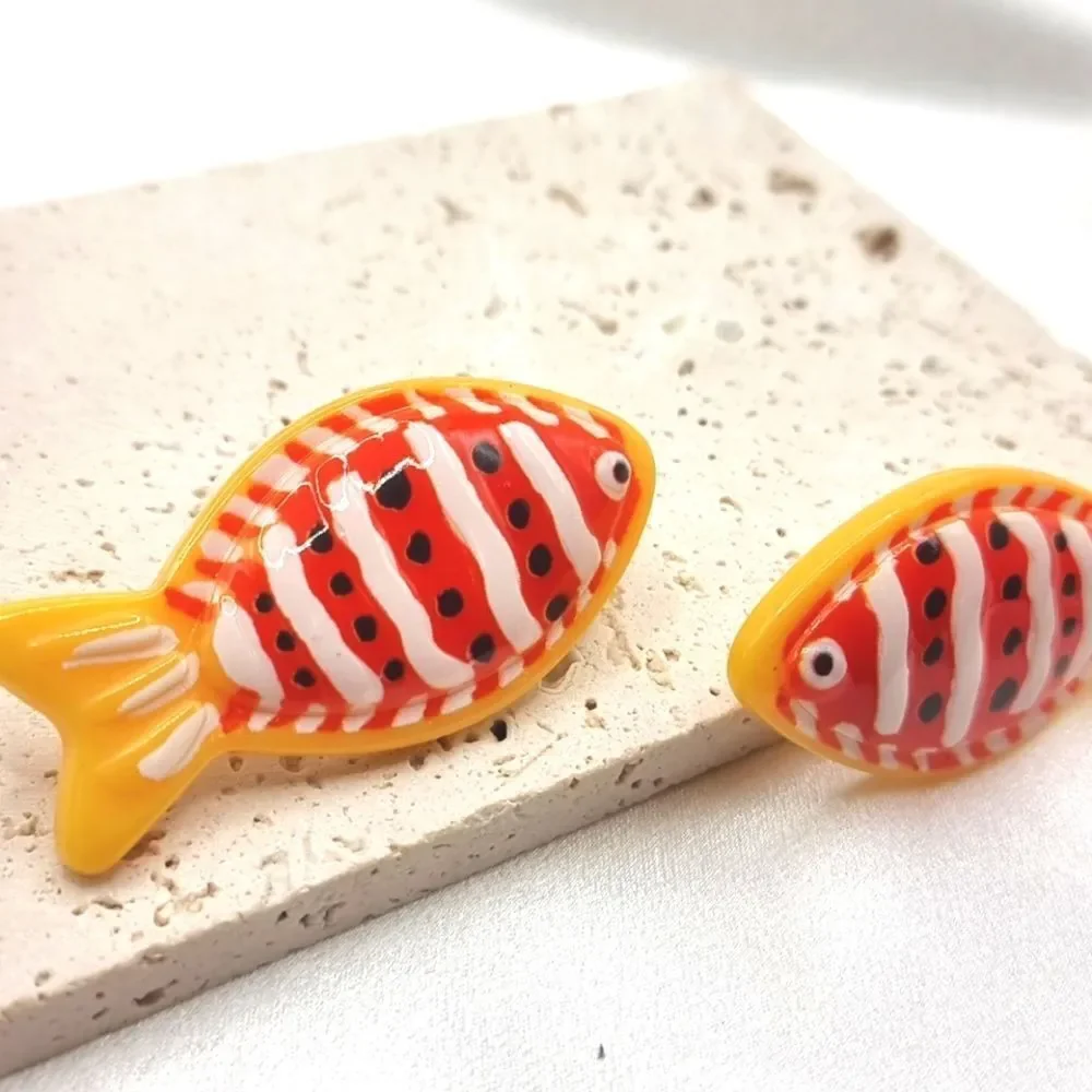 New! Zara Orange Striped Fish Coi Gold Fish Statement Earrings • NWOT